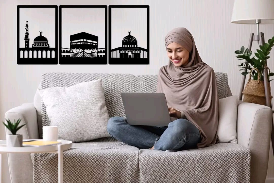 3 pcs Makka, Madina, Masjidul Aqsa acrylic wall art